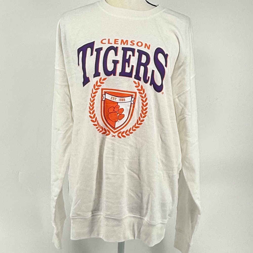NWT Wear Erin Andrews Clemson Tigers Sweatshirt White Crew Large NCAA College
